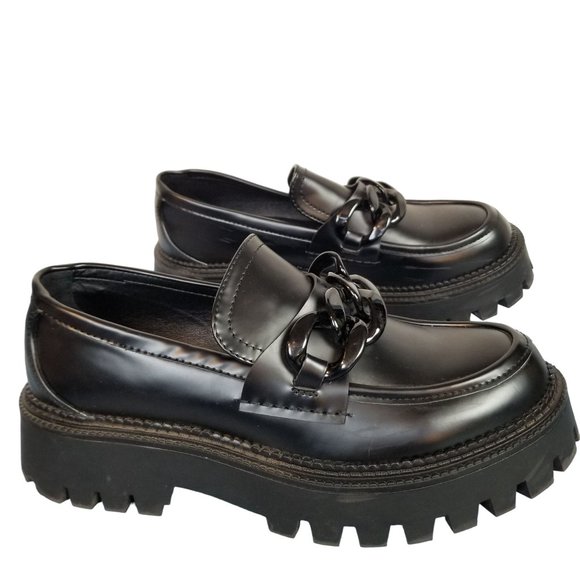Steve Madden Lug Sole Platform oxford heels loafers with chain size 10 - Picture 4 of 14